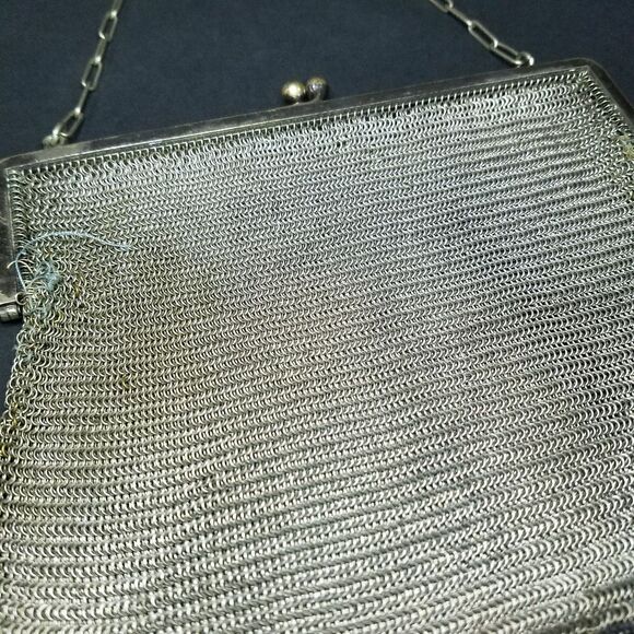 Vintage German Silver Soldered Mesh Evening Hand Bag - Picture 10 of 15